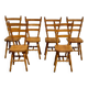 Set of 6 rustic pine chairs from the Vosges, 1980s.