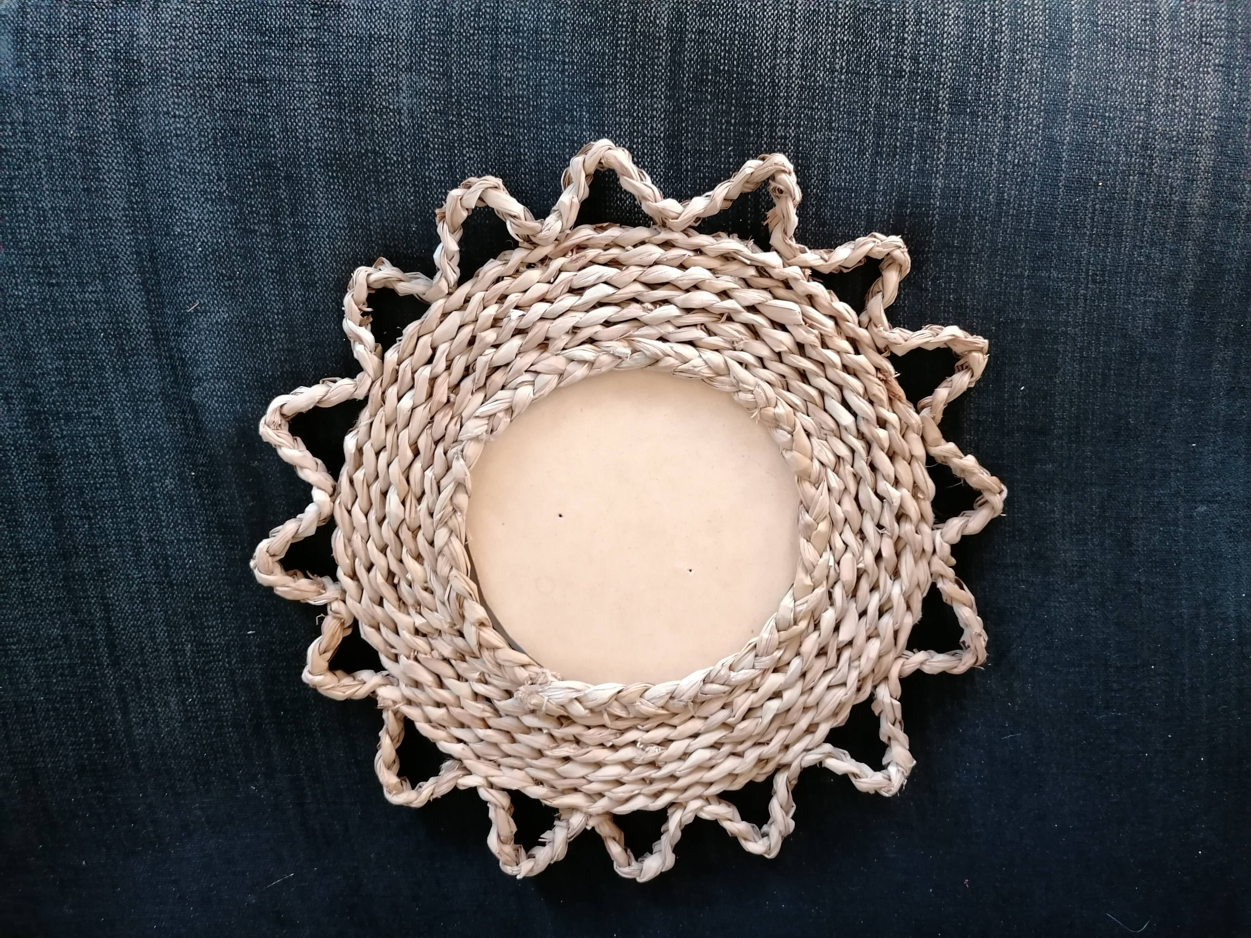 Miroir soleil rotin vintage 40cm