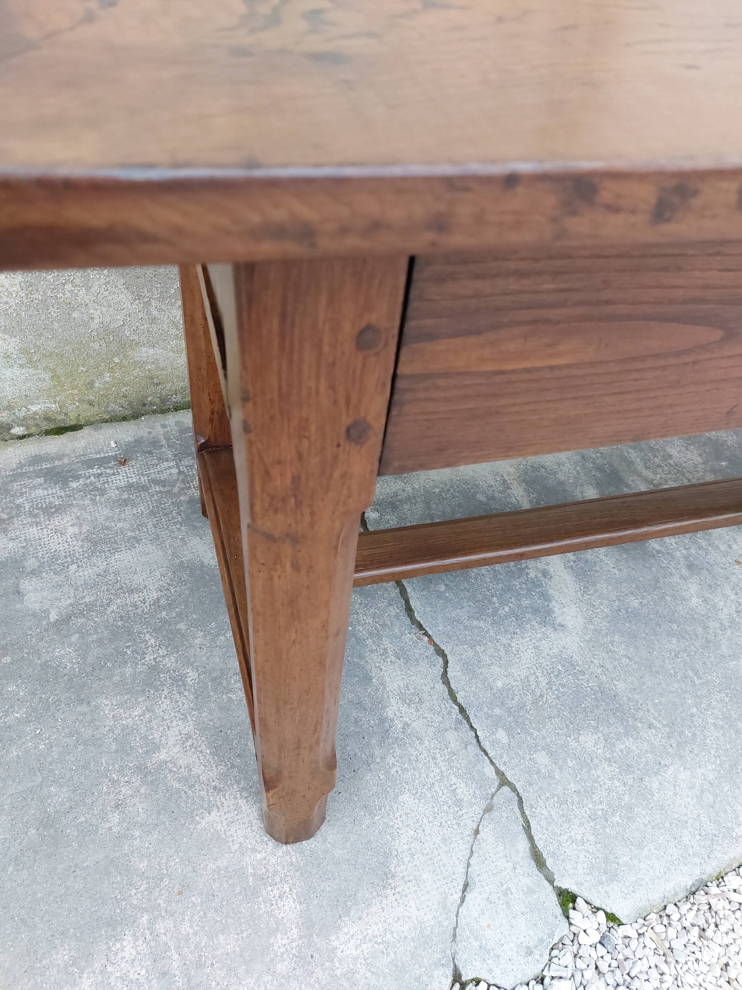Rustic burgundy farm table 19th -1m80