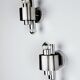 Pair of space age 2-light wall sconces, chromed metal, Italy, 1970s
