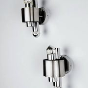 Pair of space age 2-light wall sconces, chromed metal, Italy, 1970s