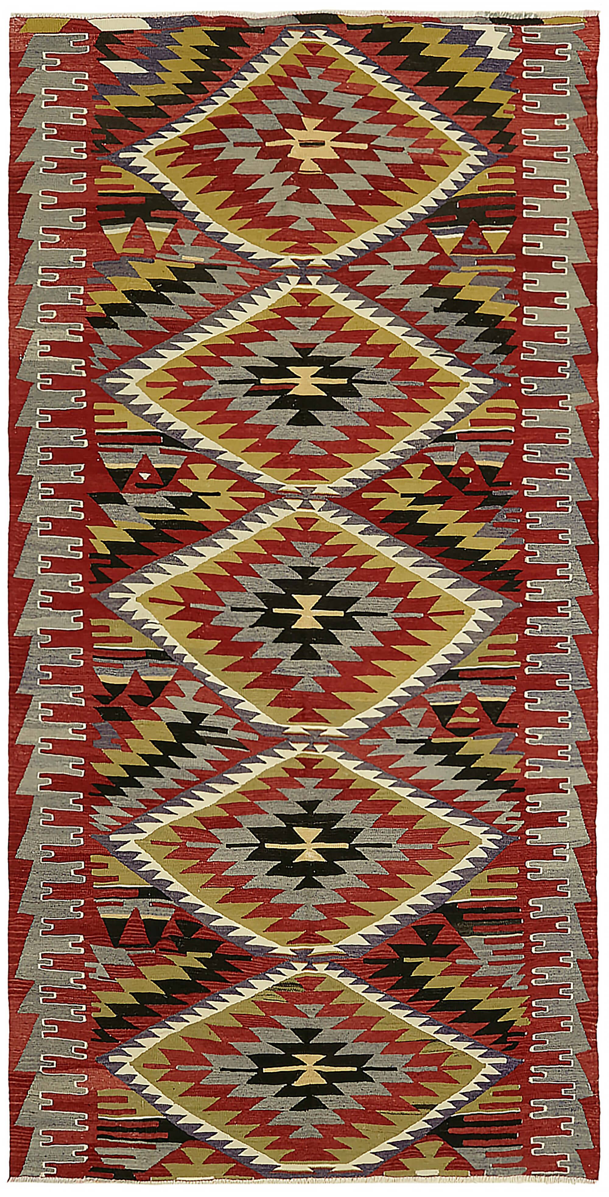 Turkish Handmade Vintage Anatolian Kilim 150 cm x 297 cm