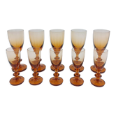 Set of 10 vintage amber flutes