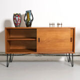 Vintage sideboard, metal feet, 121cm