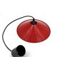 Red conical pendant light in enamelled metal