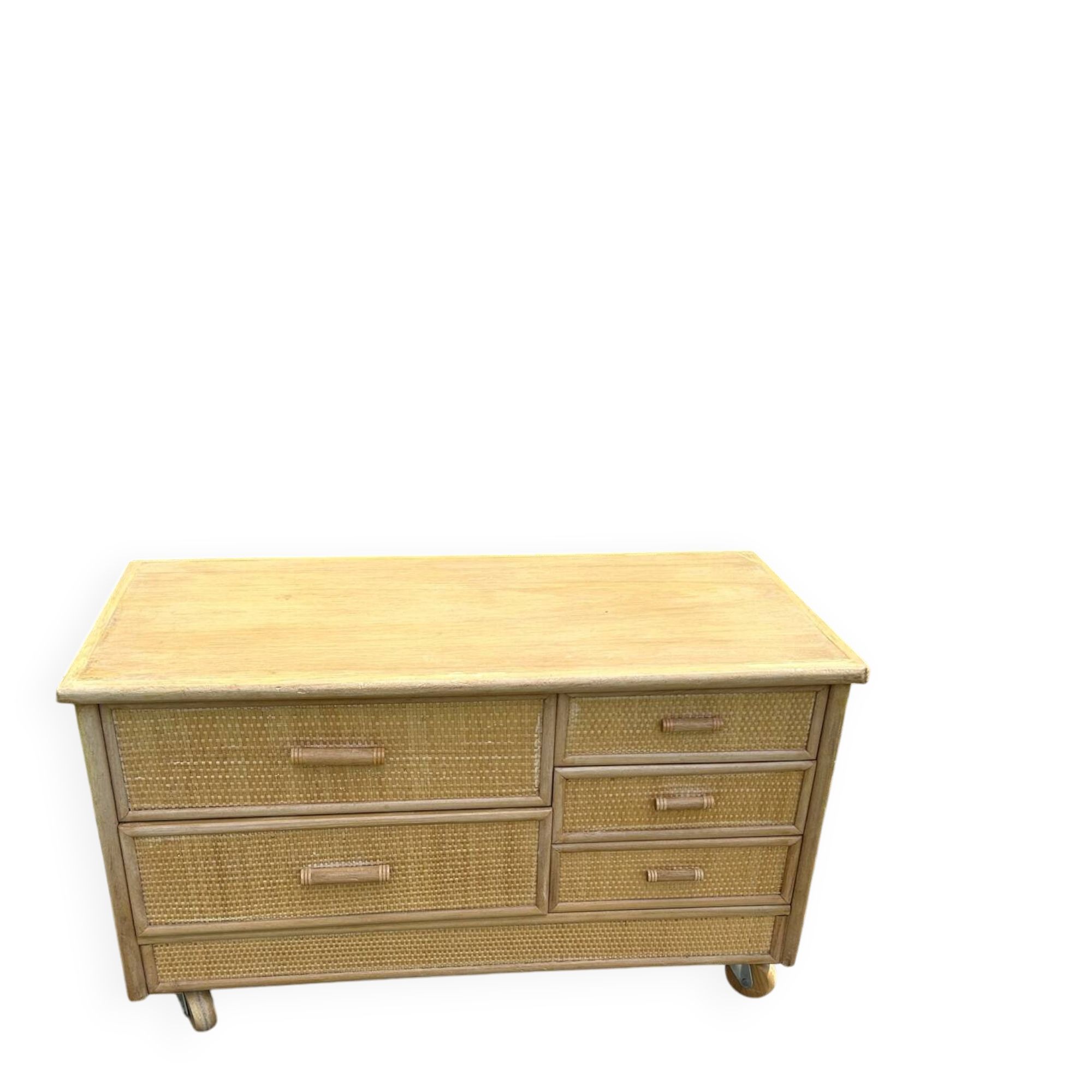Vintage rattan low cabinet