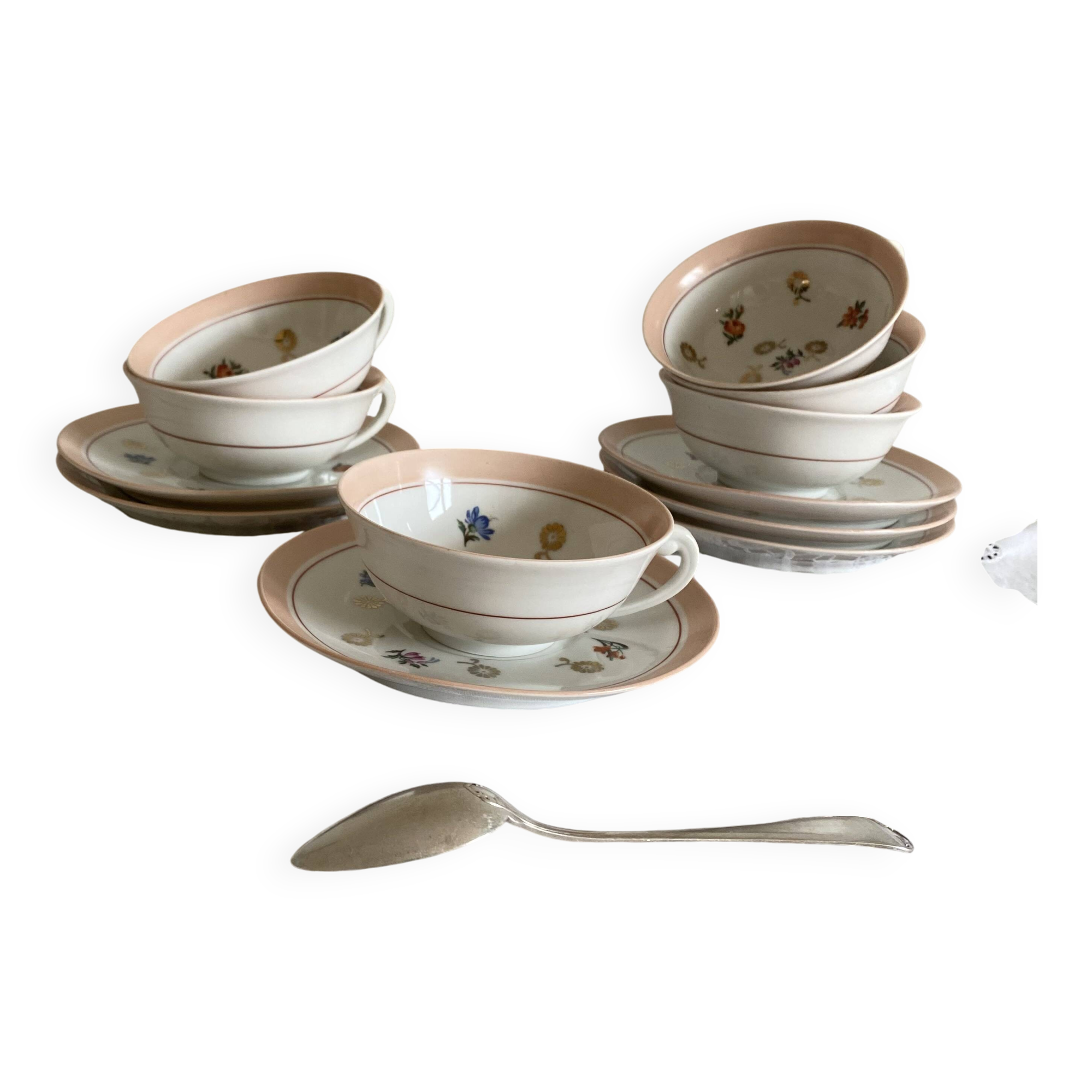 6 cups of coffee, tea, and chocolate in antique Limoges porcelain.