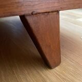 Vintage storage chest in wood and woven rattan