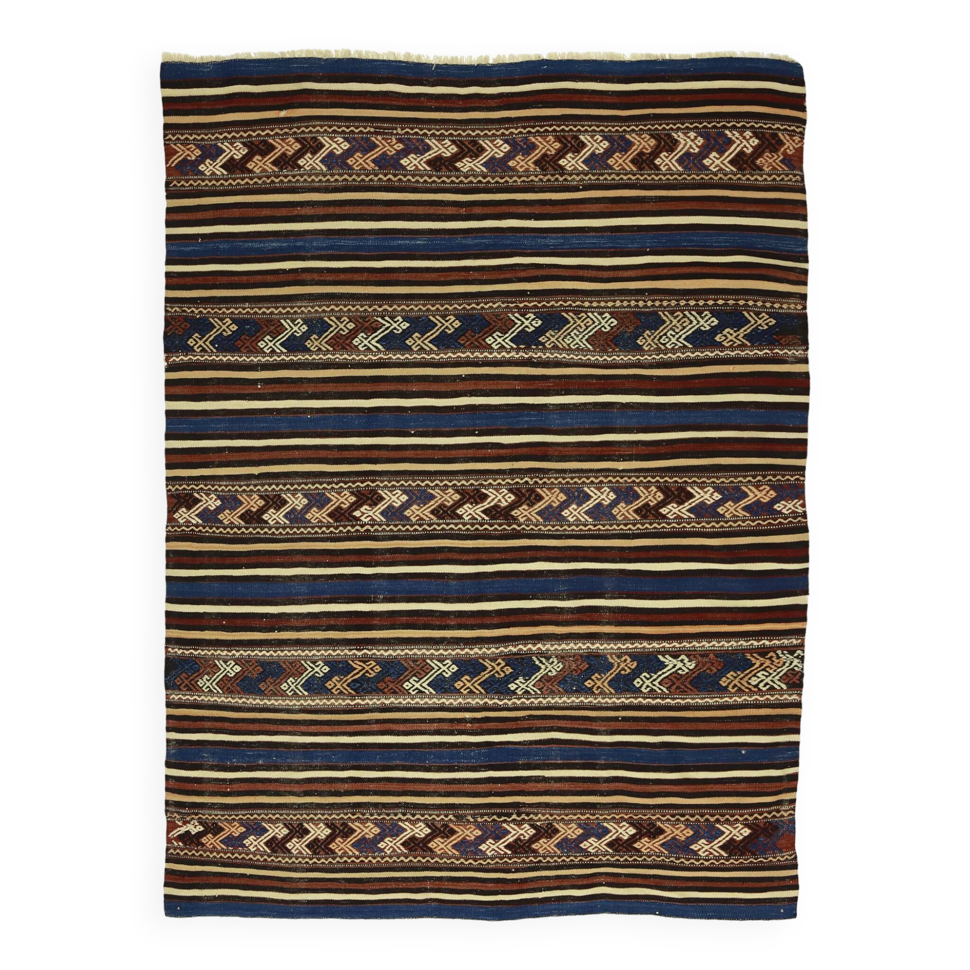 Turkish Anatolian Handmade Vintage Area Kilim Rug 186 cm x 144 cm