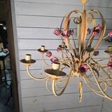 Wrought iron chandelier in Florentine style from the 1970s.