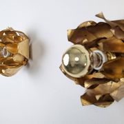 Pair of floral gilt metal wall sconces, Hans Kögl, 1970s