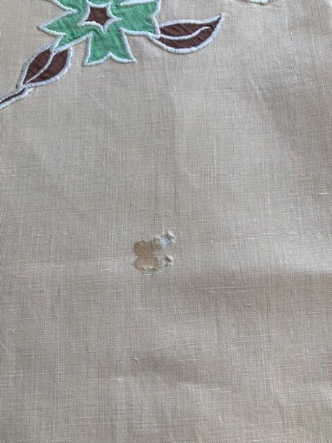 Vintage embroidered tea tablecloth and towels