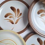 Vintage hand-painted flower stoneware plates