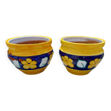 Pair of glazed terracotta planters