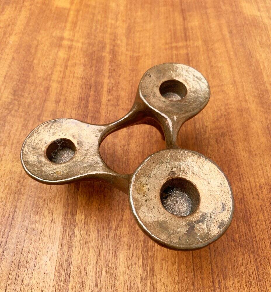 Vintage German brutalist metal candlestick by Harjes.