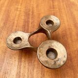 Vintage German brutalist metal candlestick by Harjes.