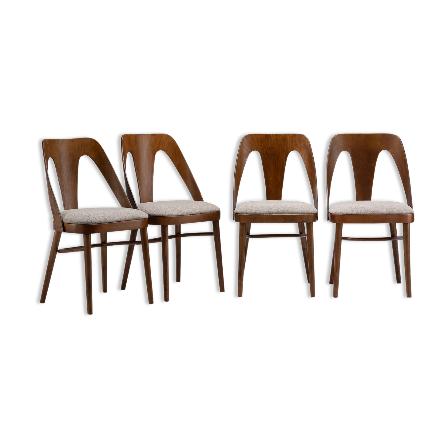 Set of 4 A-1411 FAMEG chairs from the 1950s.