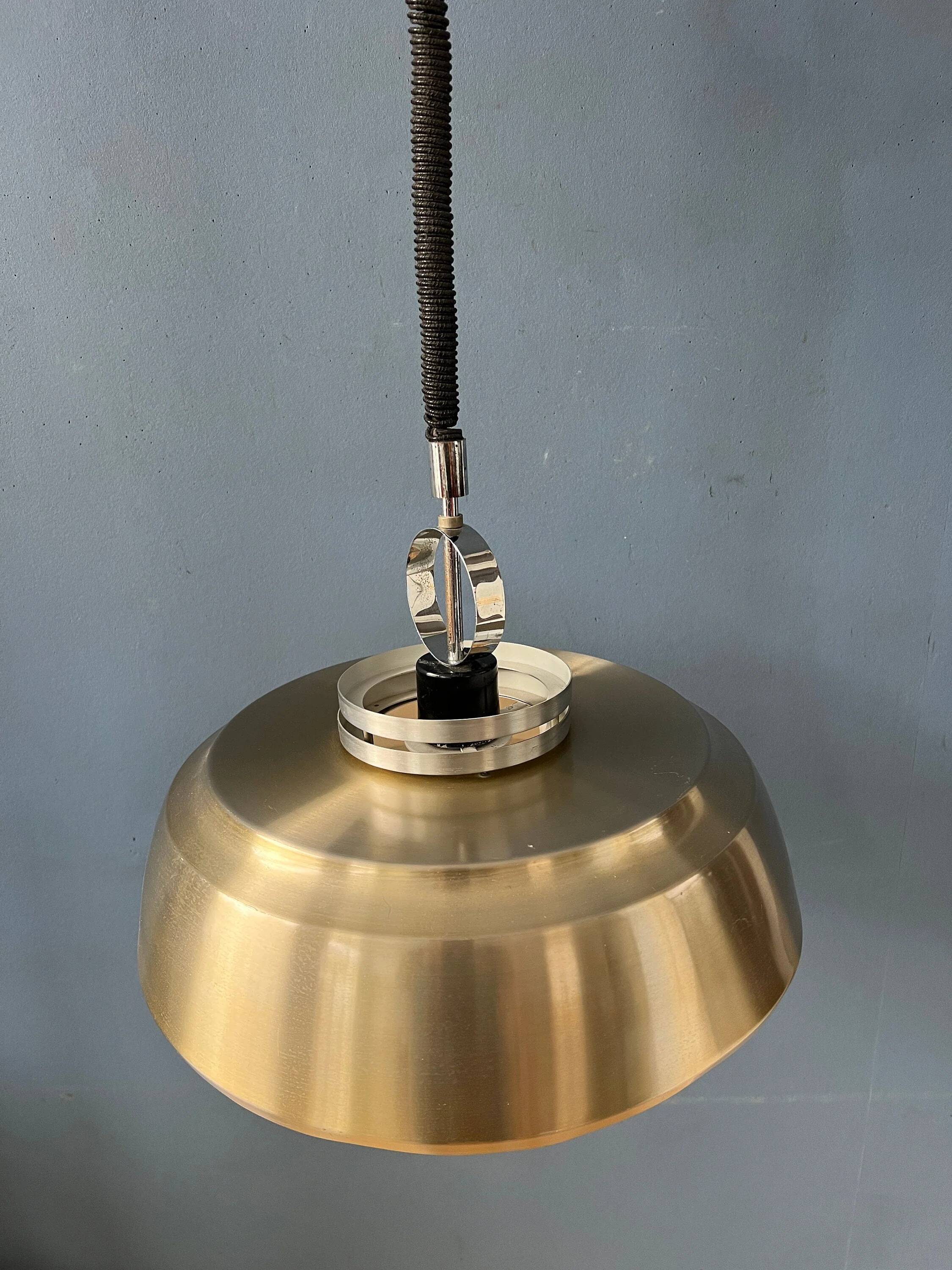 Mid-Century aluminium pendant with orange lacquer