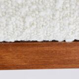 Scandinavian two-seater Sofa, 60's style, teak & white bouclé