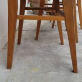 Series of 3 vintage chairs with compass legs - 1950s