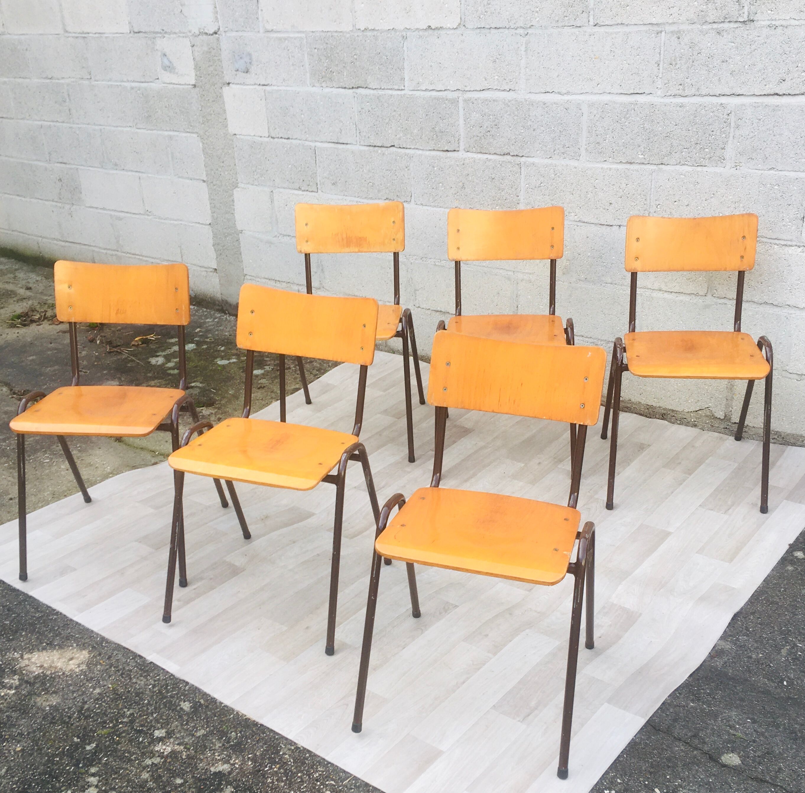 Set of 6 retro chairs in Vervoort wood