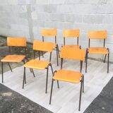 Set of 6 retro chairs in Vervoort wood
