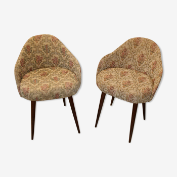 Pair of vintage fabric armchairs