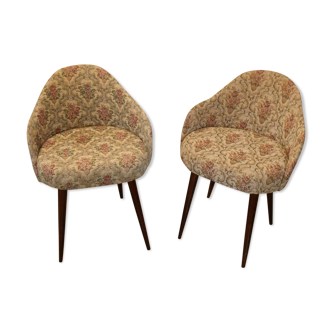 Pair of vintage fabric armchairs