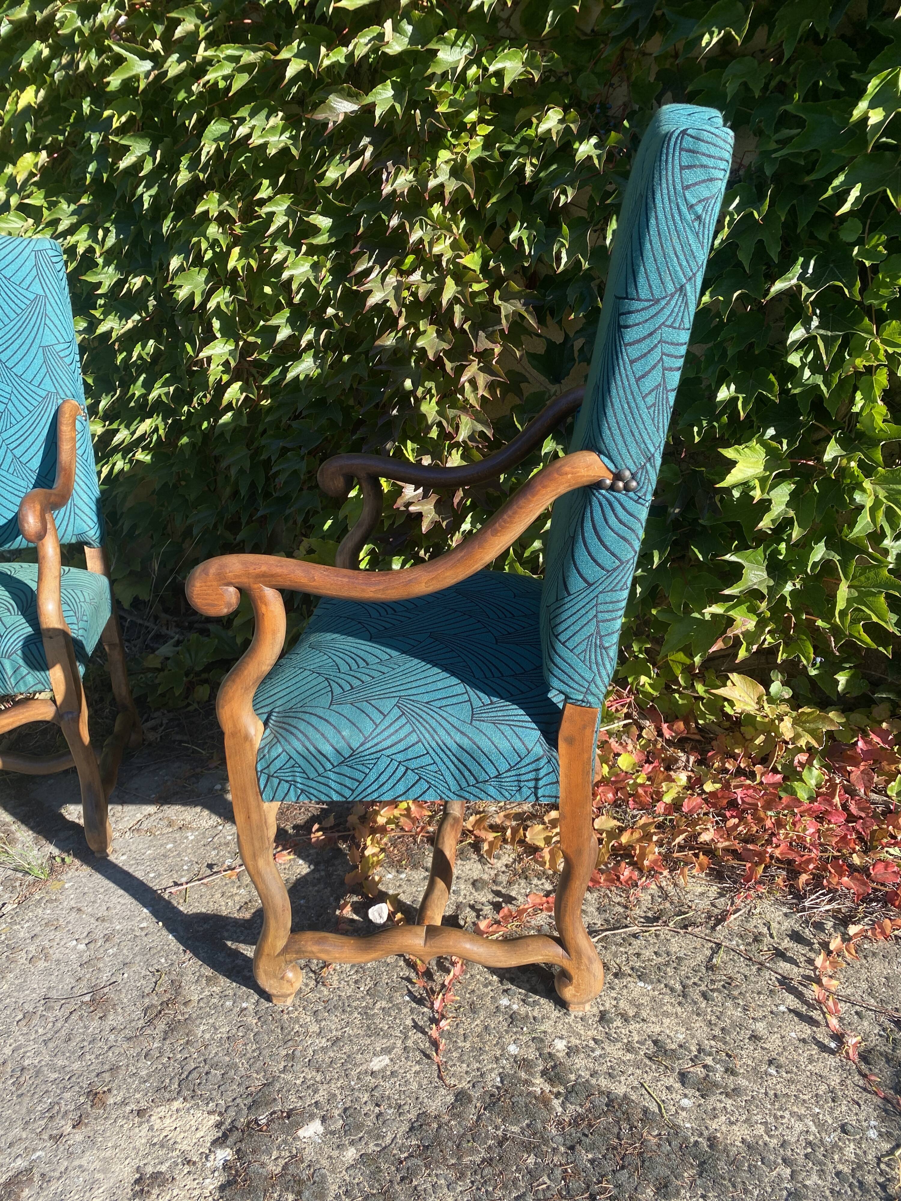 Pair of Louis XIII style armchairs