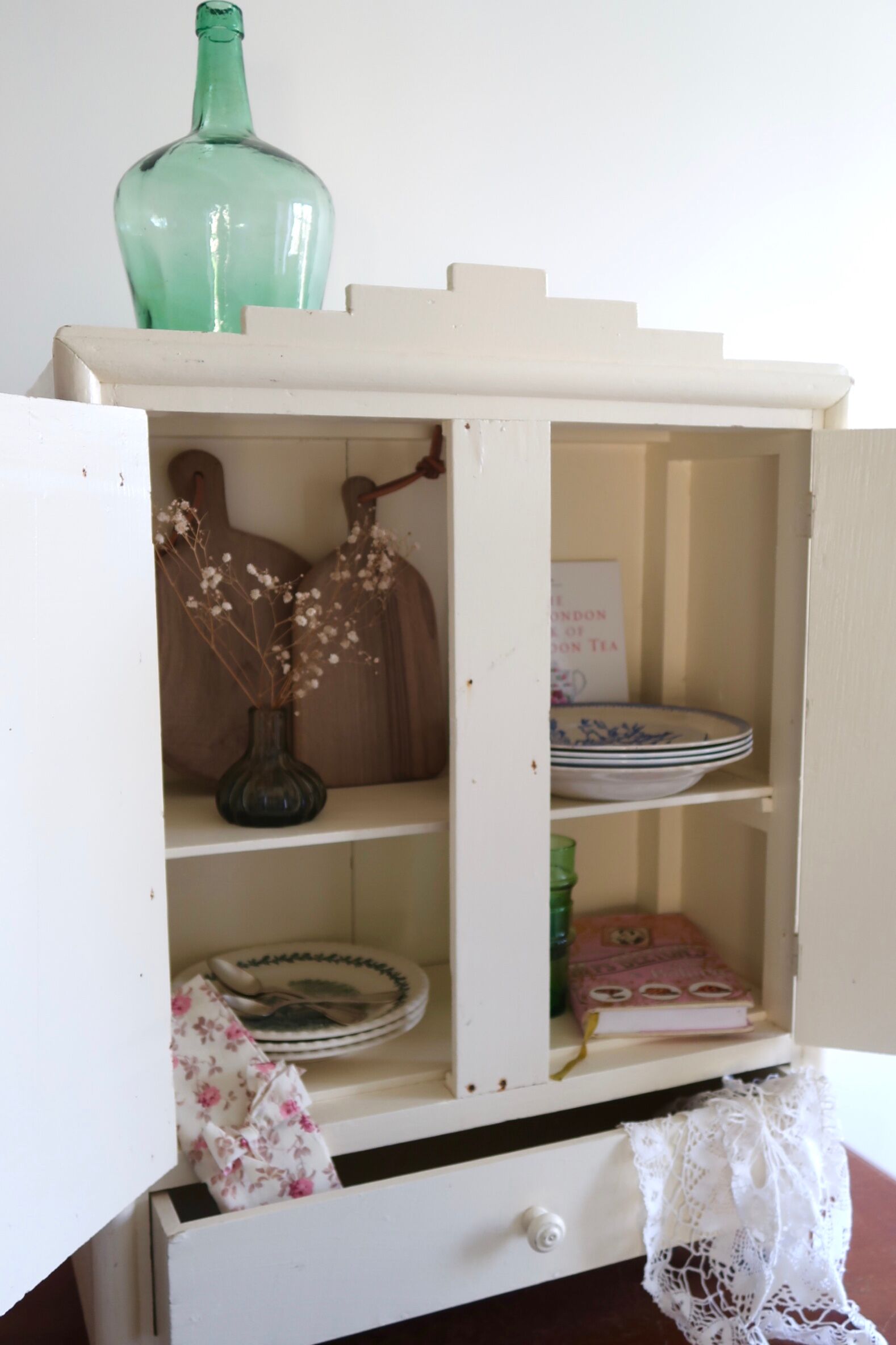 Kitchen cabinet or pharmacy in art deco wood