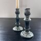 Pair of green ceramic candlesticks