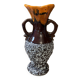 Small Vallauris ceramic vase orange brown and white 70s
