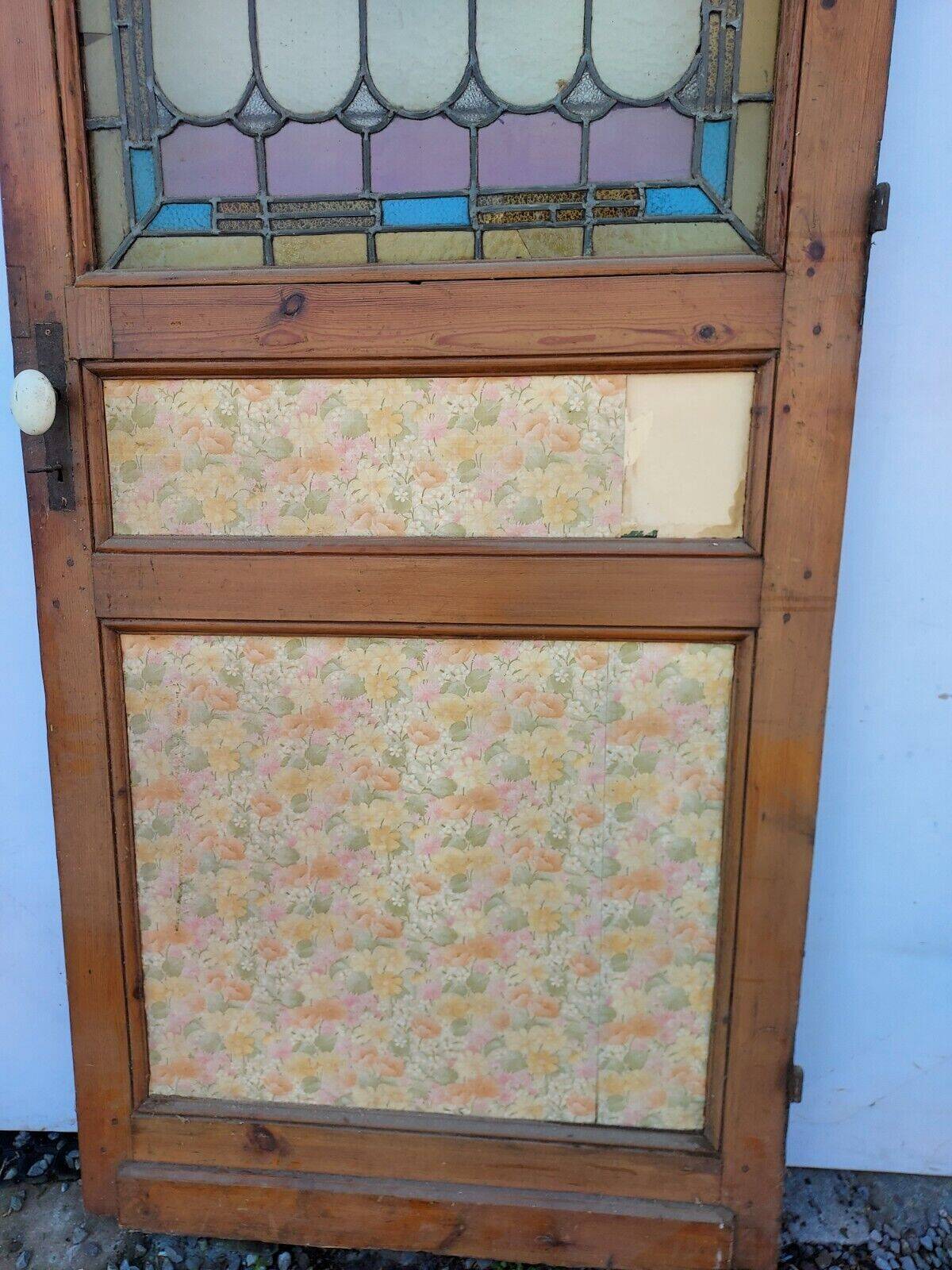 oak door with stained glass