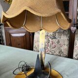 Vintage wrought iron burlap table lamp