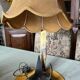 Vintage wrought iron burlap table lamp