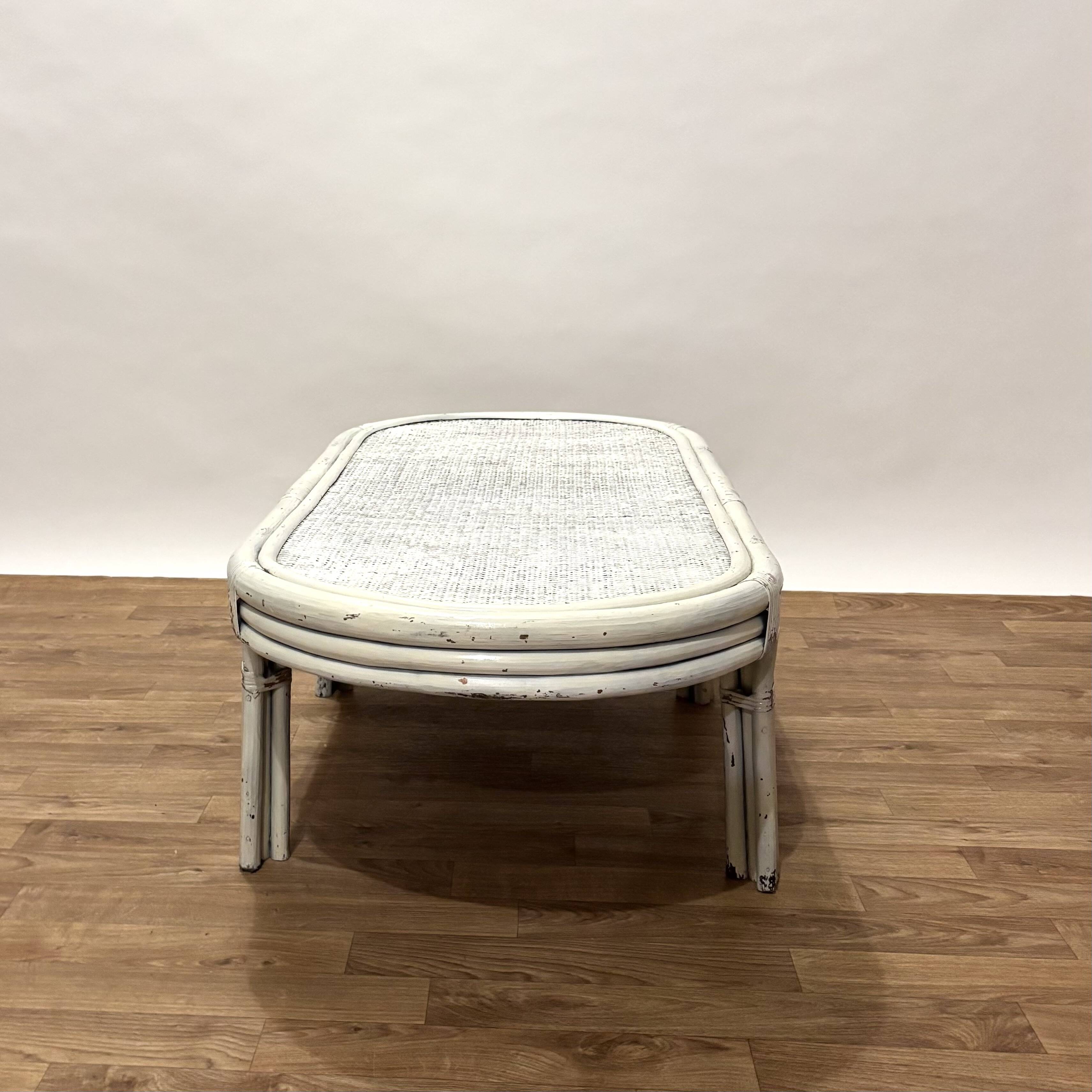 1970s rattan and woven wicker coffee table