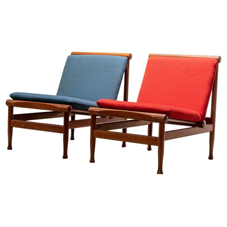 Set of 2 teak lounge chairs by Kai Lyngfeld Larsen Denmark 1960s