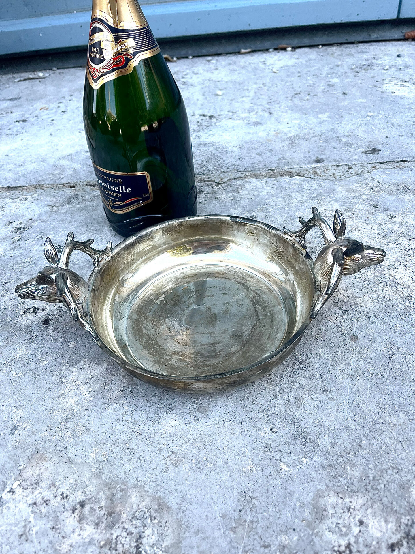 Stag Head Ice Dish Silver Plated Deer Barware