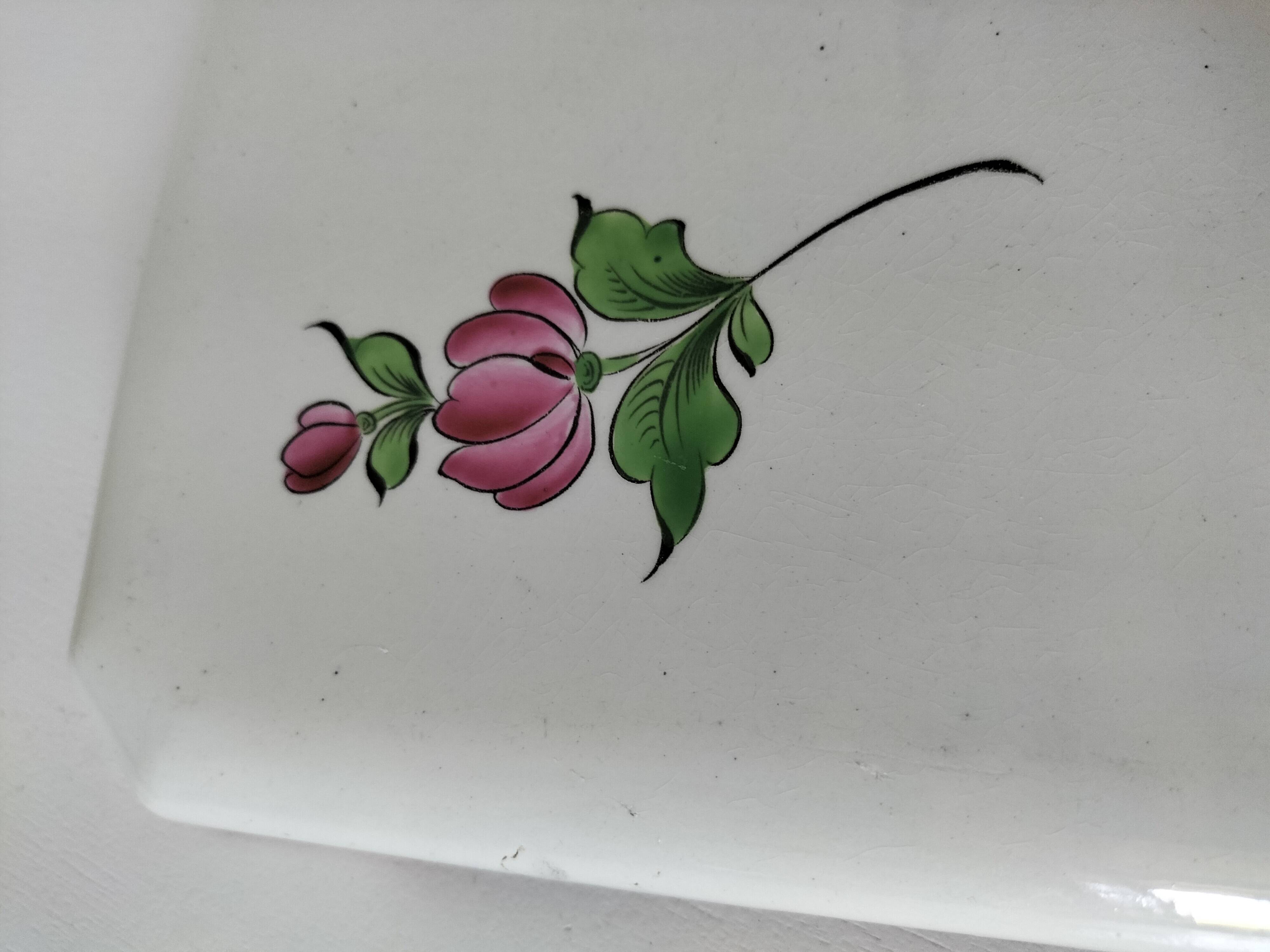 Antique KG Lunéville trivet – Hand-decorated floral design