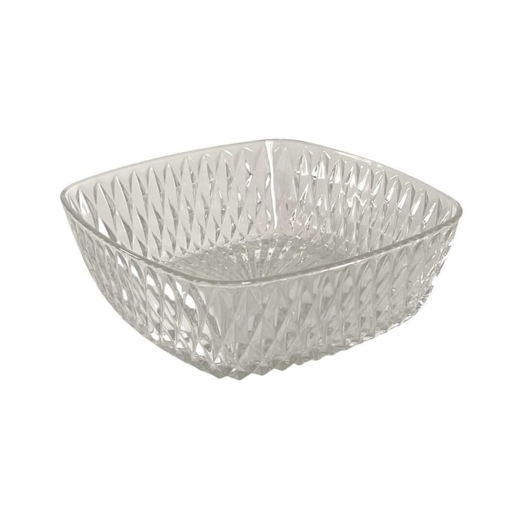 Square chiseled glass bowl