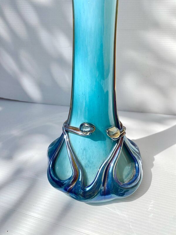 Vase biot verre soufflé signé silice création JM Operto