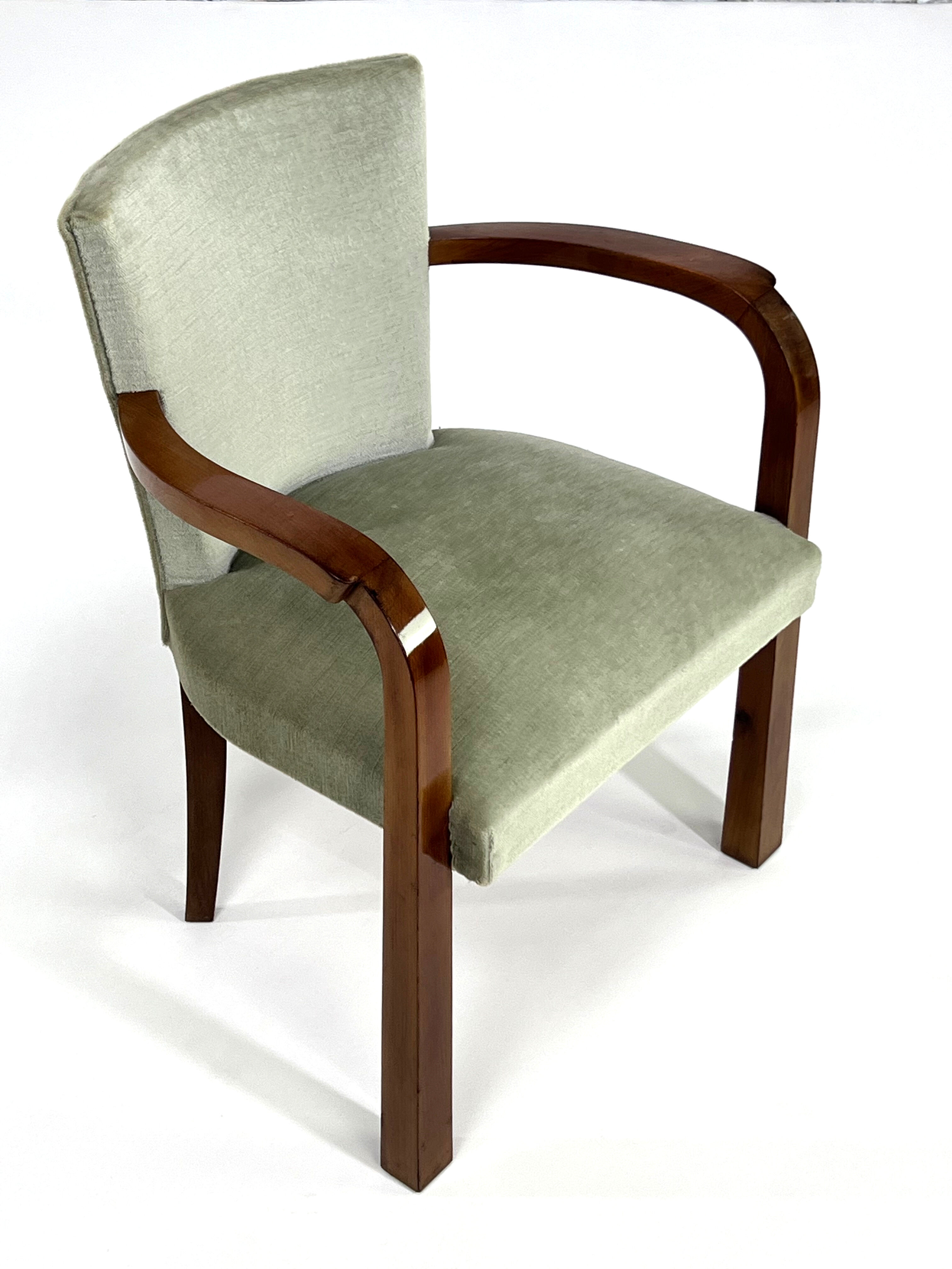 Pair of armchairs art deco 30/40 in wood and velvet