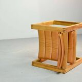 Ate van Apeldoorn Dutch Design Cognac Leather Cubic Pinewood Side Chair 70s