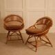 Pair of bamboo and wicker armchairs from the 1960s.