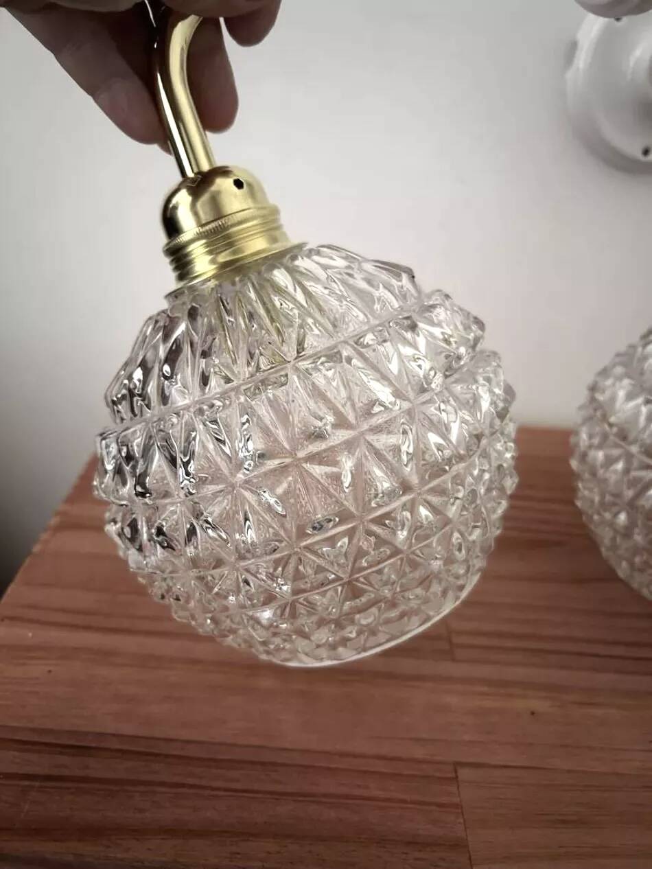 Pair of vintage wall lights in cut glass