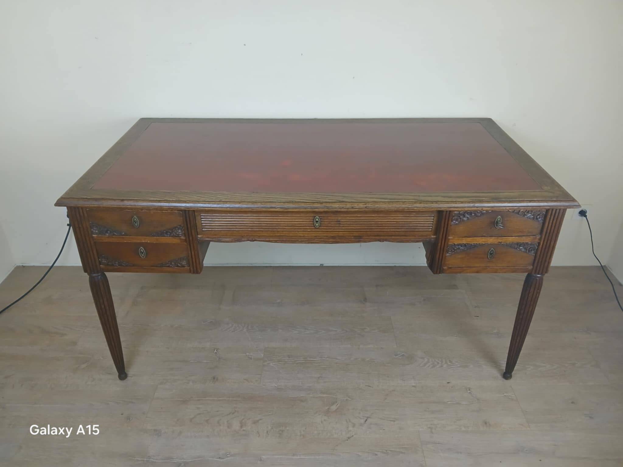 Very large oak center desk from the Art Deco period circa 1930