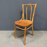 Set of 4 wooden bistro chairs with graceful seats