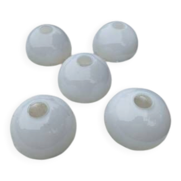 Set of 5 white opalines