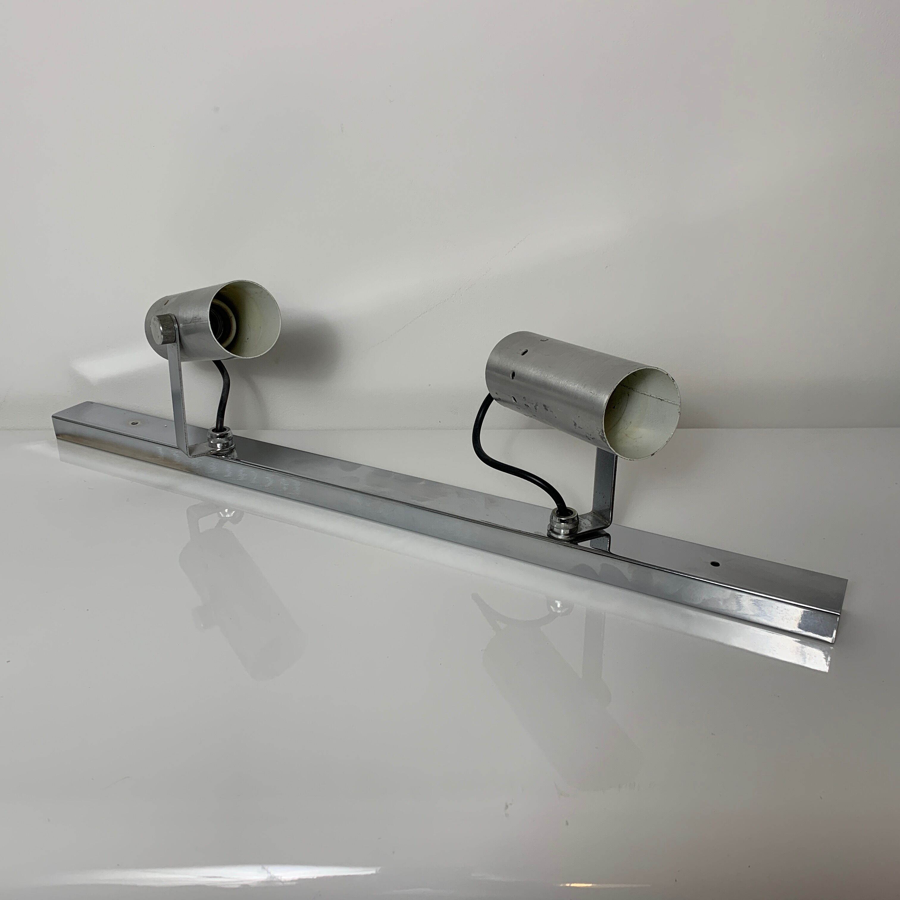 Ramp spot wall lamps chrome metal and brushed aluminum