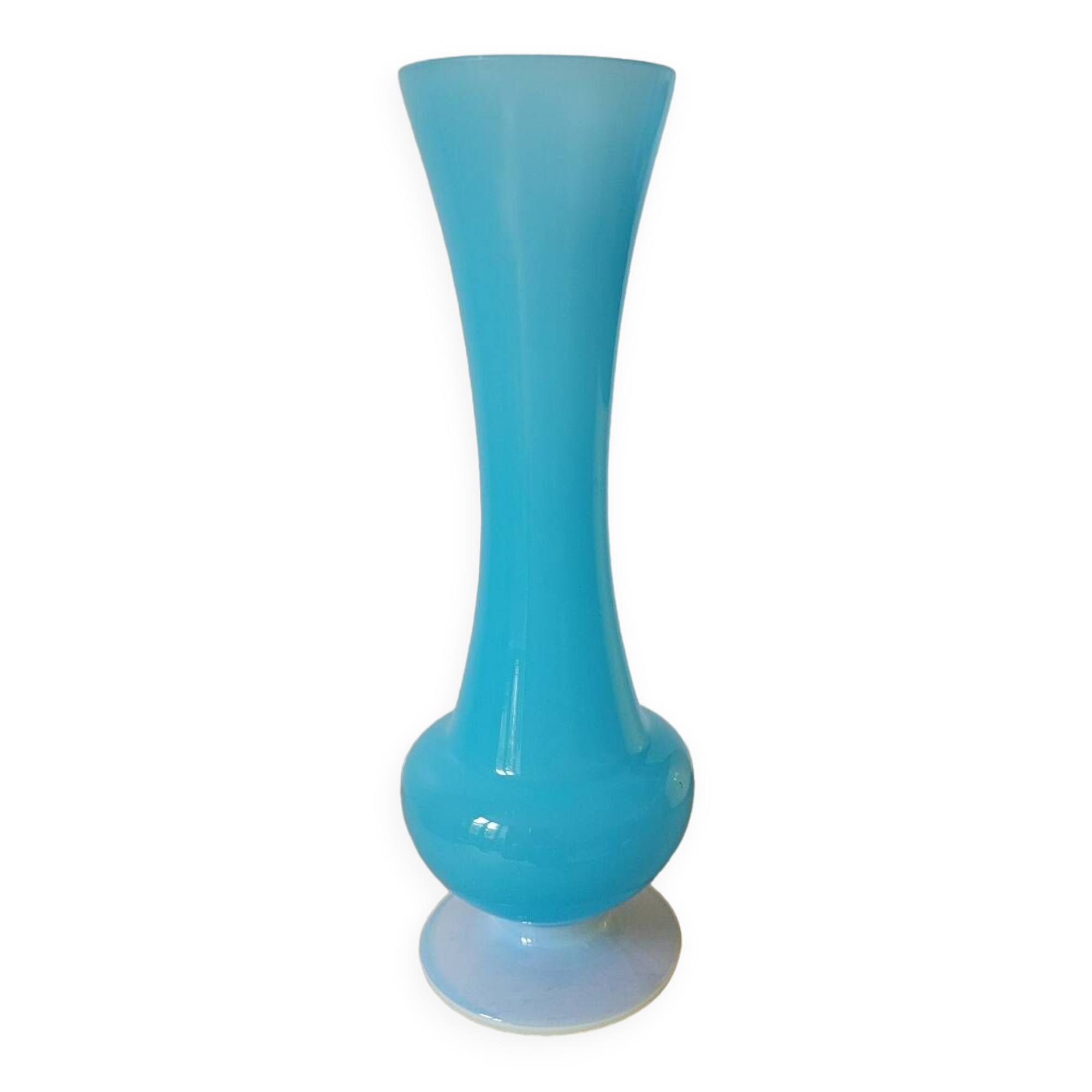 Tall blue opaline vase